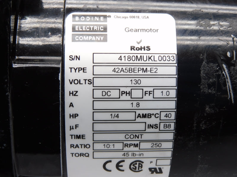 BODINE 42A5BEPM-E2 130V 1.8A RATIO 10: 1 UNMP