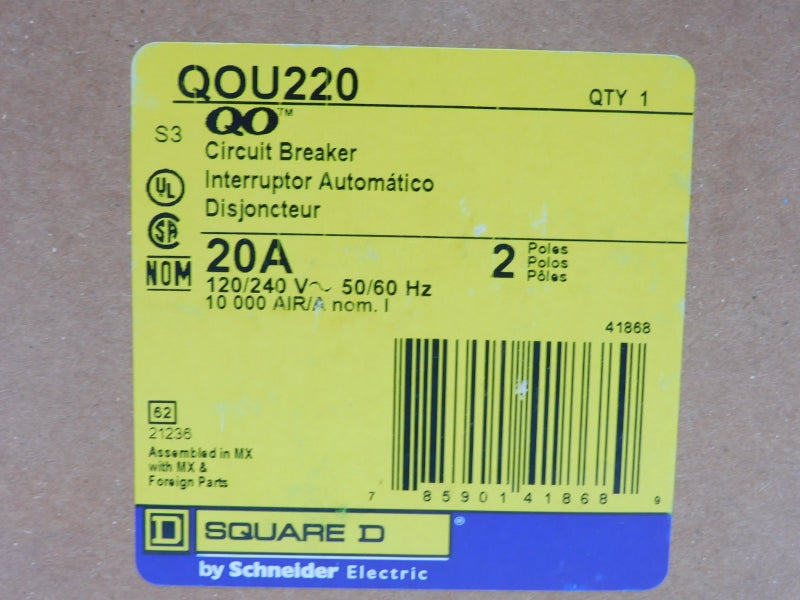 SQUARE D QOU220 120/240VAC 20A NSMP