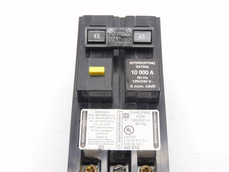 SQUARE D HOM245GFI 120/240V 45A NSMP