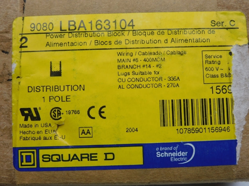 SQUARE D 9080LBA163104 SER. C 600V 335A (PKG OF 2) NSMP