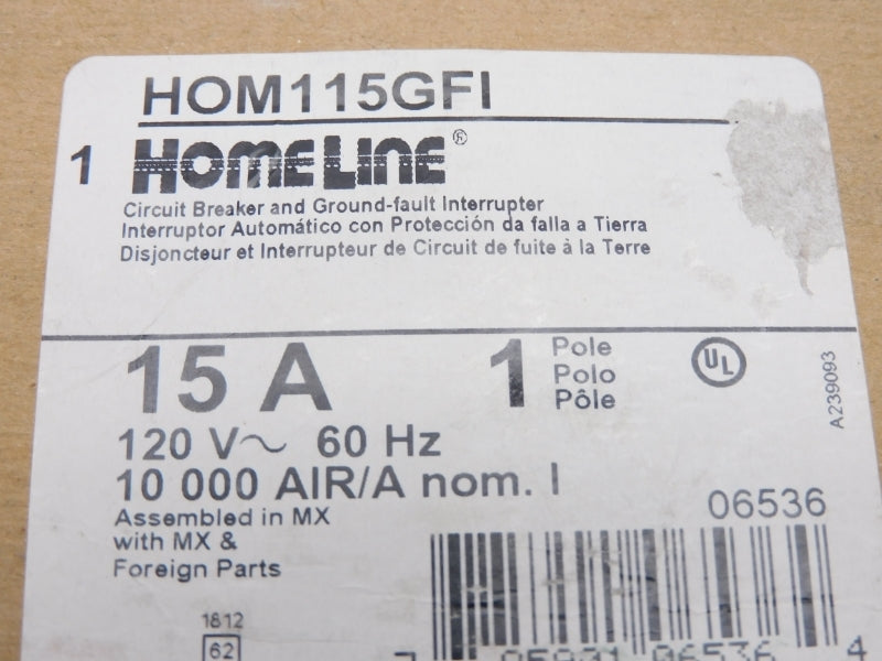 SQUARE D HOM115GFI 120V 15A UNMP