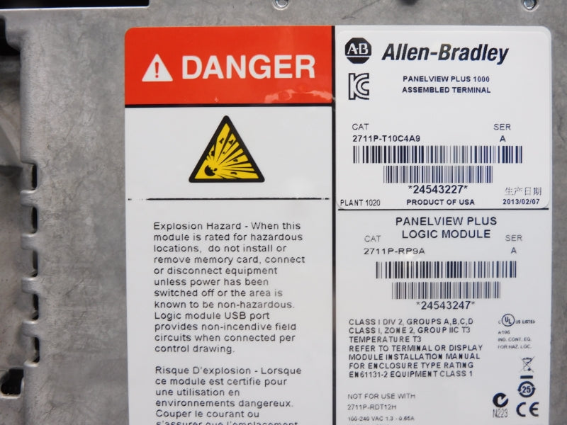 ALLEN BRADLEY 2711P-T10C4A9 SER. A 100-240VAC 1.3-0.65A NSNP