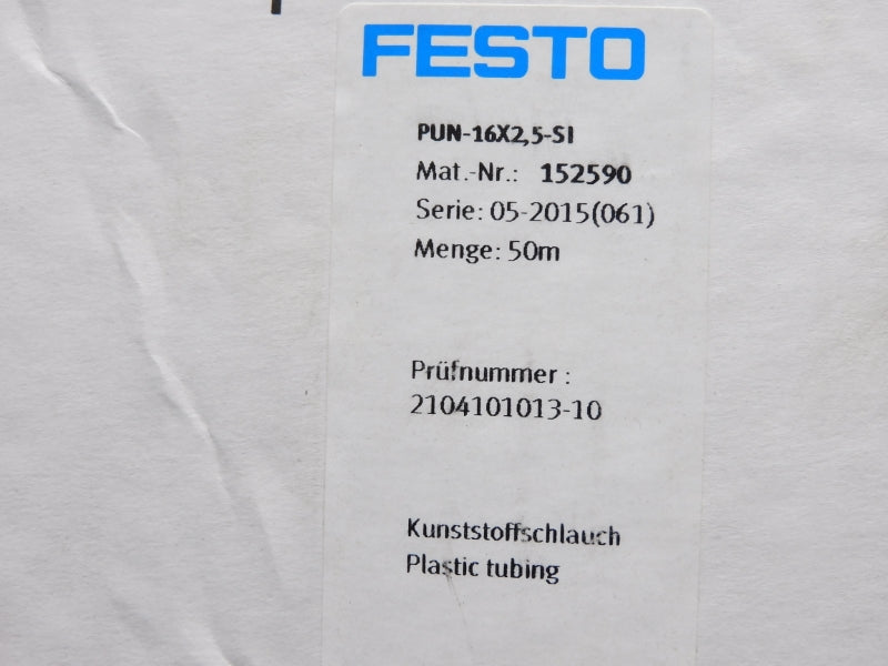 FESTO PUN-16X2,5-SI 152590 SER. 05-2015(061) 50'M NSMP