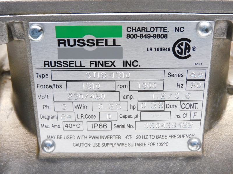 RUSSELL ST18-1310 SER. AA 230/460V 1.2/0.6A NSNP
