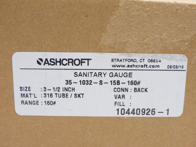 ASHCROFT 35-1032-S-15B-160# 0-160PSI NSMP