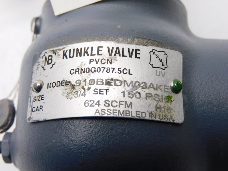KUNKLE VALVE 910BEDM03AKE 150PSI 3/4" NSNP