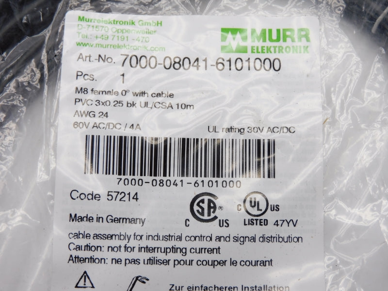 MURR ELEKTRONIK 7000-08041-6101000 60VAC/DC 4A 10M NSMP