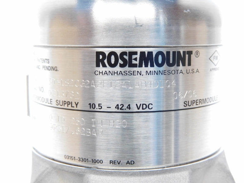 ROSEMOUNT 3051S2CG2A2E12A1AB4D1Q4 10.5-42.4VDC 9PSI 0-250"H2O NSMP