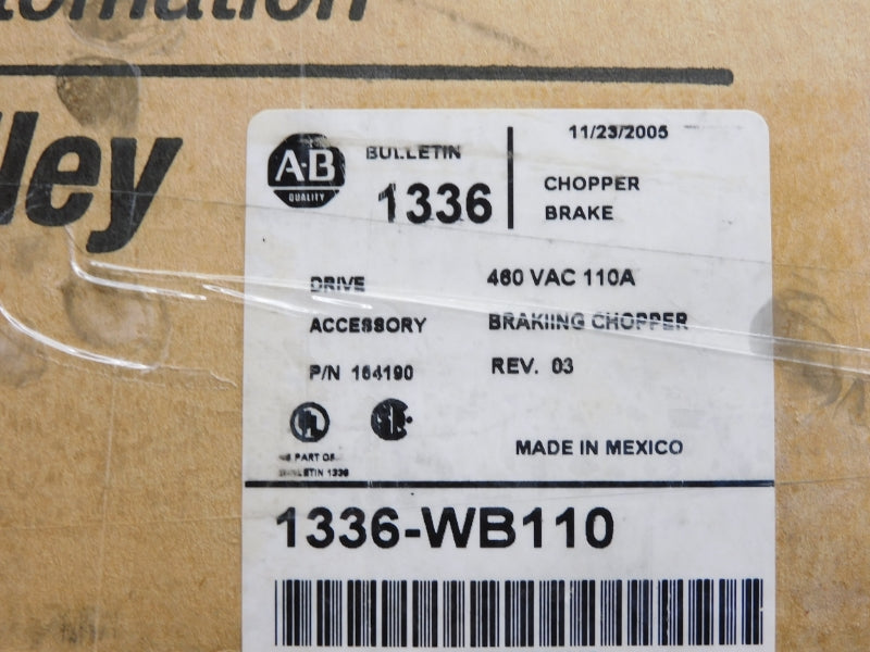ALLEN BRADLEY 1336-WB110 SER. A 460VAC 110A NSMP