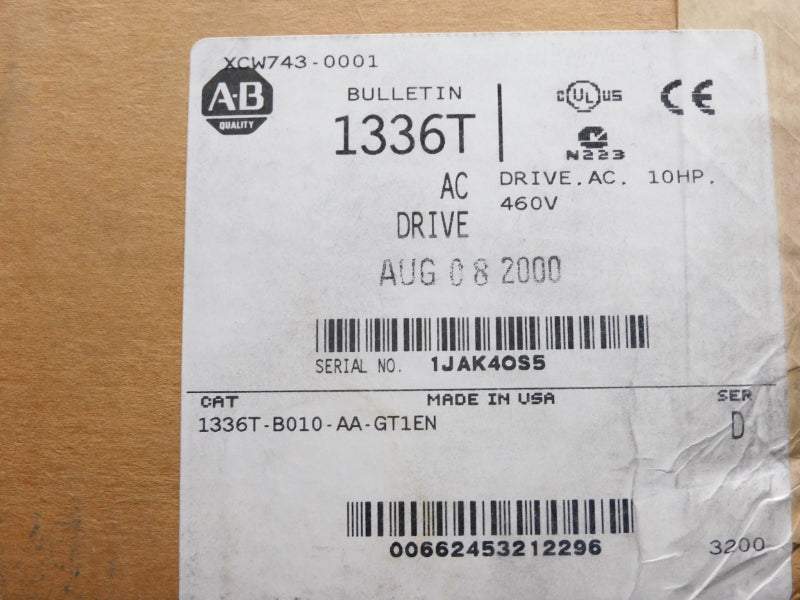ALLEN BRADLEY 1336T-B010-AA-GT1EN SER. D 460V 22A NSMP