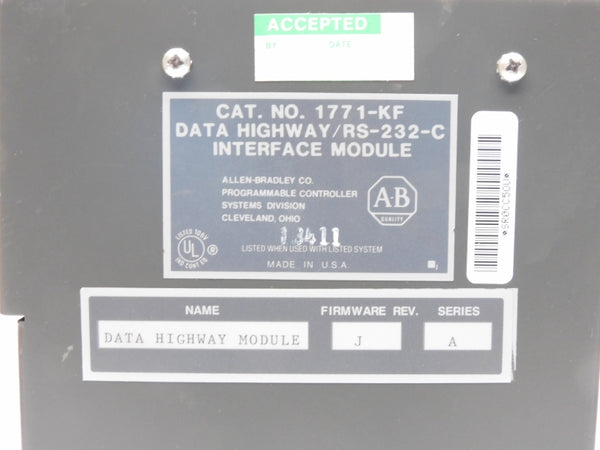 ALLEN BRADLEY 1771-KF SER. A 5VDC F/W J NUPI