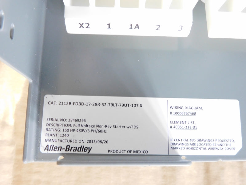ALLEN BRADLEY 2112B-FDBD-17-28R-52-79LT-79UT-107 SER. X 480V NSMP