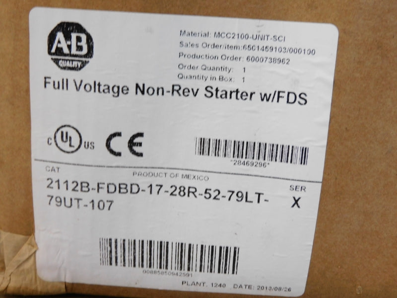 ALLEN BRADLEY 2112B-FDBD-17-28R-52-79LT-79UT-107 SER. X 480V NSMP