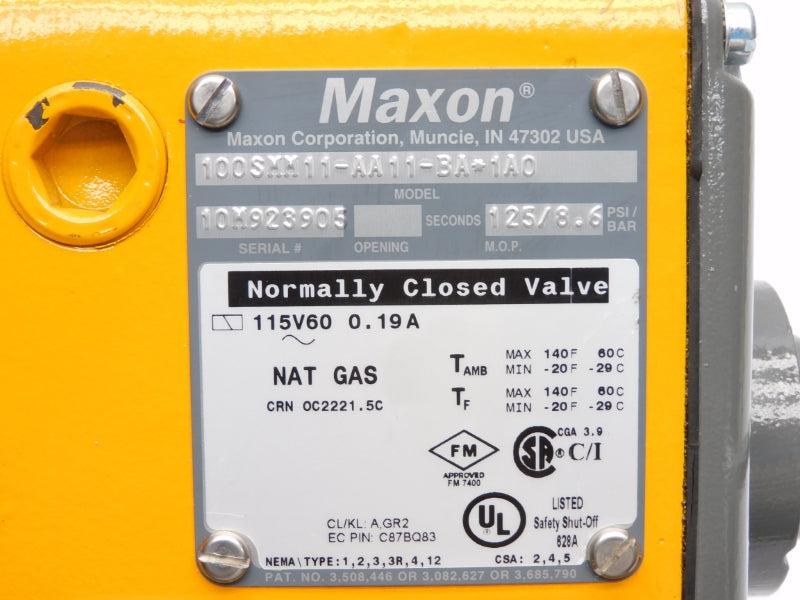 MAXON 100SMM11-AA11-BA*1A0 115V 0.19A 8.6PSI NSNP