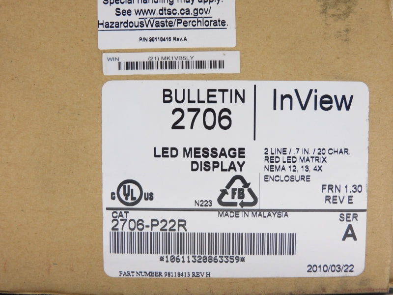 ALLEN BRADLEY 2706-P22R SER. A 24VDC F/W 1.30 NSMP