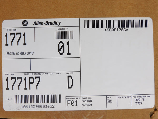 ALLEN BRADLEY 1771-P7 SER. D DATE: 2011 NSFS
