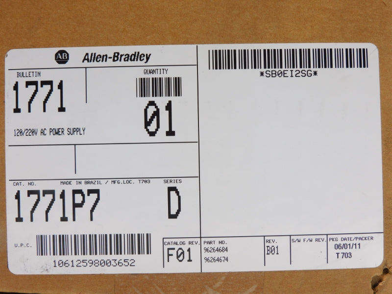 ALLEN BRADLEY 1771-P7 SER. D DATE: 2011 NSFS