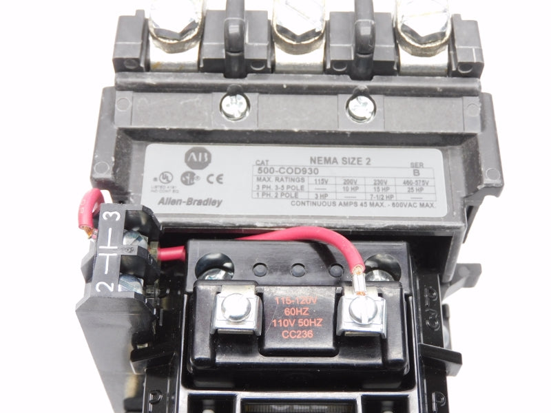 ALLEN BRADLEY 500-COD930 SER. B 110/115-120V 45A (BR/WH) NSMP