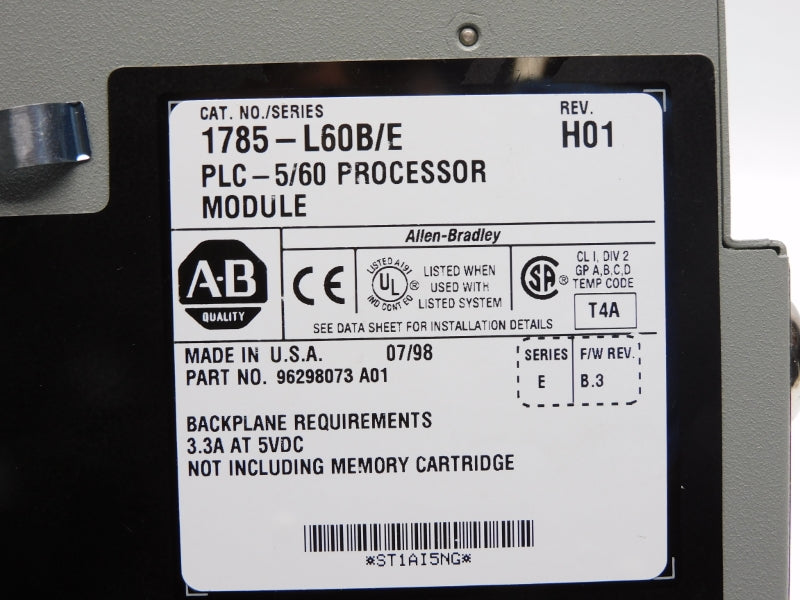 ALLEN BRADLEY 1785-L60B SER. E 5VDC 3.3A F/W B.3 UNMP