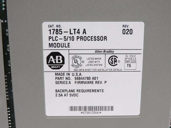 ALLEN BRADLEY 1785-LT4 SER. A 5VDC 2.5A F/W P NSMP