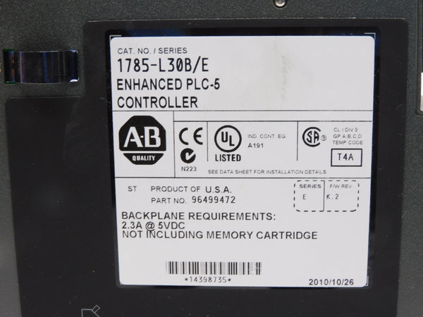 ALLEN BRADLEY 1785-L30B SER. E 5VDC 2.3A F/W K.2 NSMP