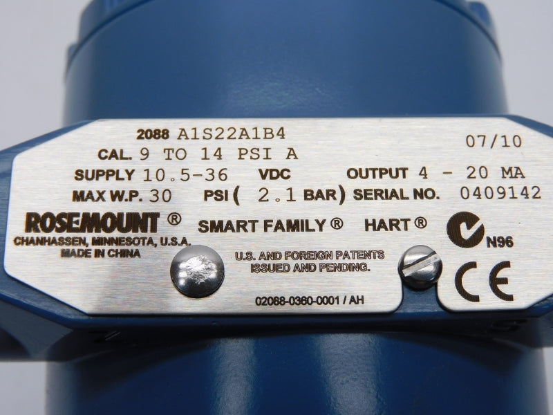ROSEMOUNT 2088A1S22A1B4 10.5-36VDC 9-14PSI NSMP