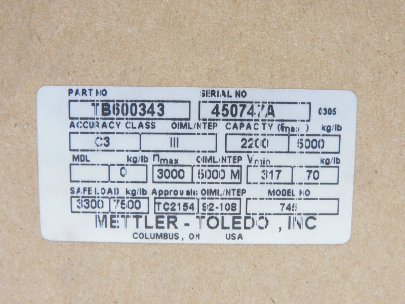 METTLER-TOLEDO TB600343 5000LBS NSMP