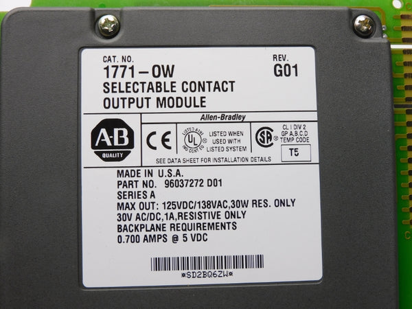 ALLEN BRADLEY 1771-OW SER. A 125VDC/138VAC 1A NUPI