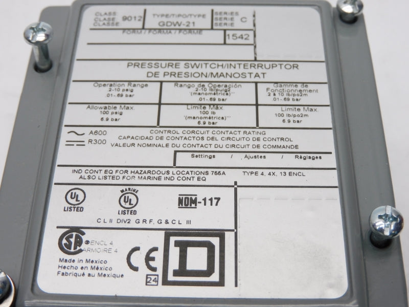 SQUARE D 9012GDW21 SER. C 5PSI NSMP