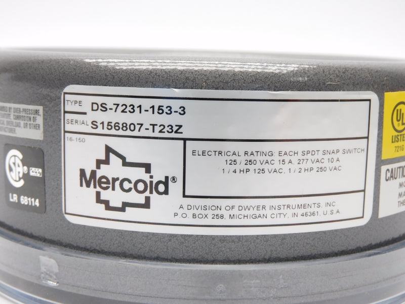 MERCOID DS-7231-153-3 277VAC 15A 12PSI NSMP