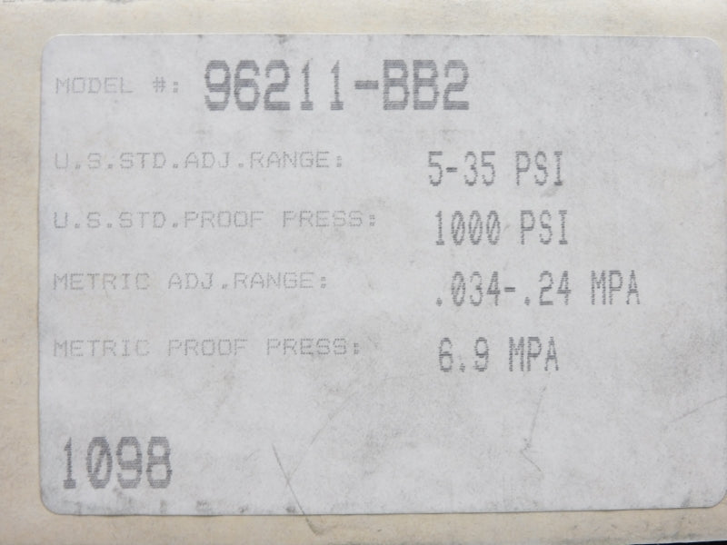 BARKSDALE 96211-BB2 125/250VAC 5A 5-35PSI NSMP