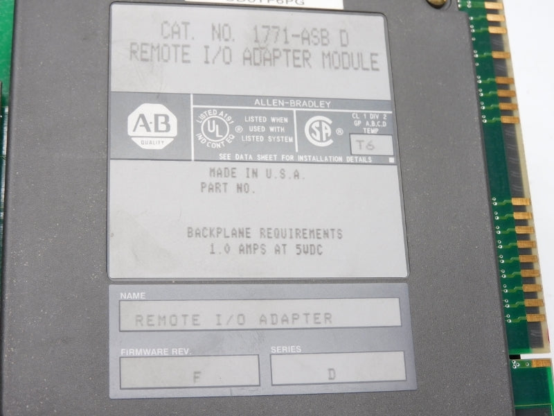 ALLEN BRADLEY 1771-ASB SER. D 5VDC 1.0A F/W F UNMP