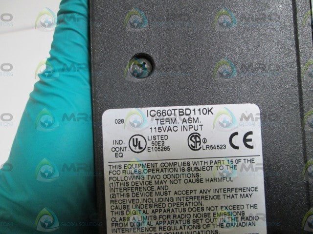 GE FANUC TERMINAL ASSEMBLY IC660TBD110K *USED*