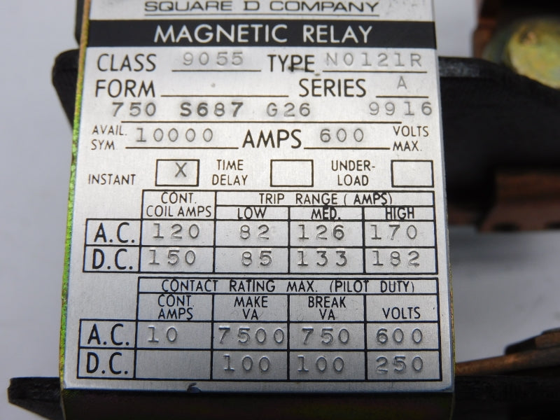 SQUARE D 9055NO121R SER. A 600V 10000A NSNP