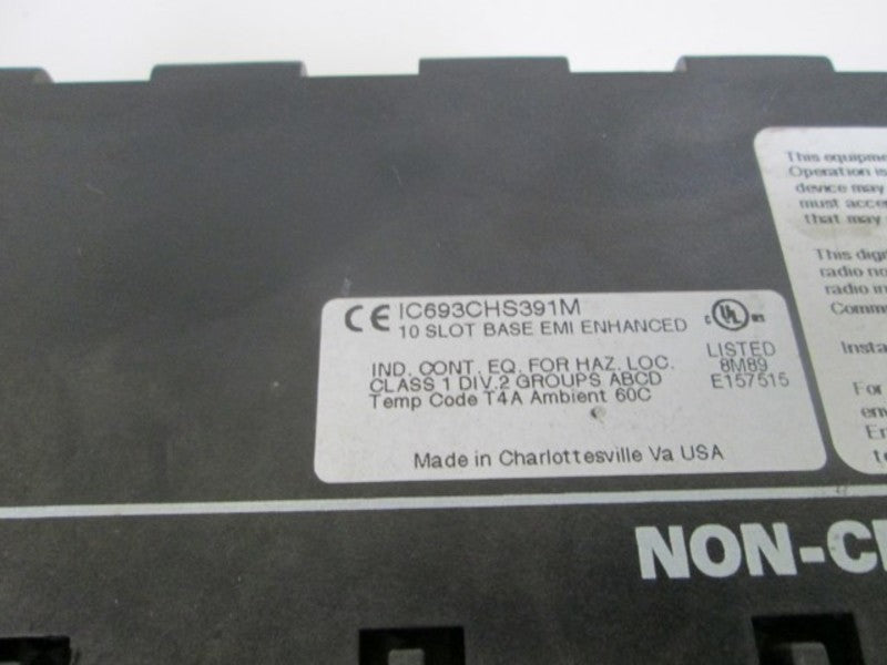GE FANUC 10 SLOT BASE IC693CHS391M *USED*