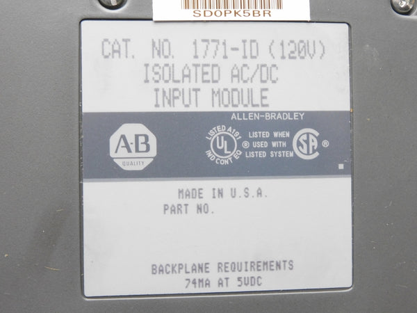 ALLEN BRADLEY 1771-ID 120V NUPI