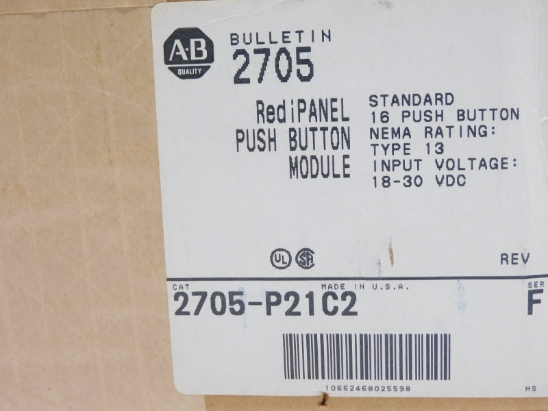 ALLEN BRADLEY 2705-P21C2 SER. F 18-30VDC NSMP