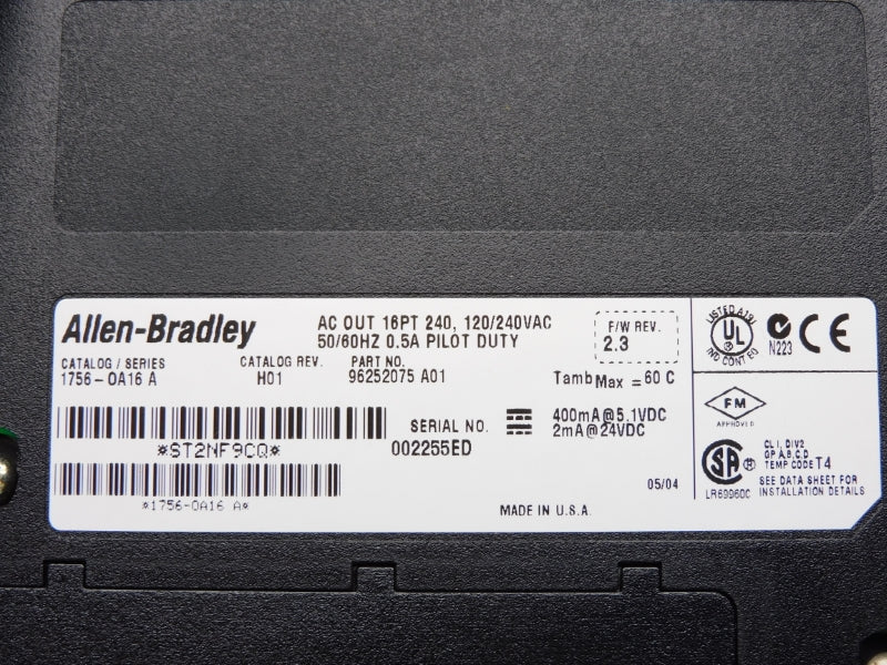 ALLEN BRADLEY 1756-OA16 SER. A 120/240VAC 0.5A F/W 2.3 NSMP
