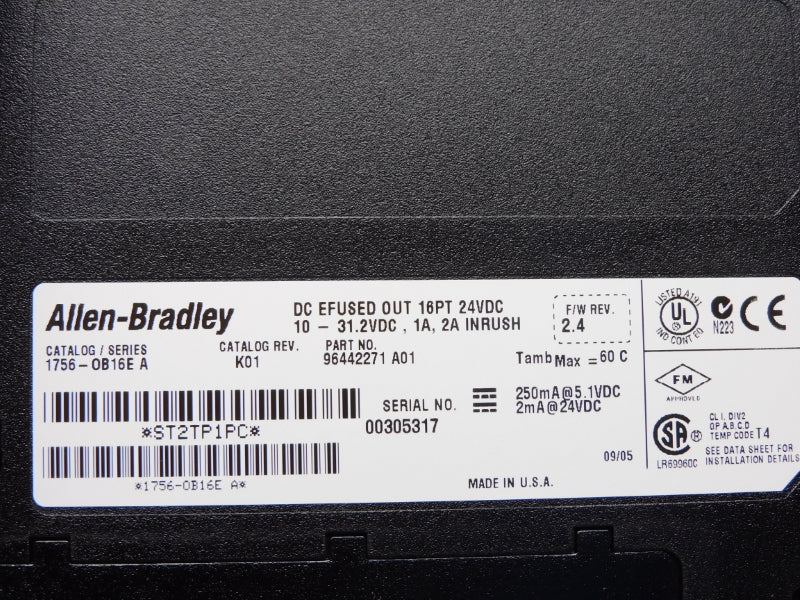ALLEN BRADLEY 1756-OB16E SER. A 10-31.2VDC 2A F/W 2.4 NSMP