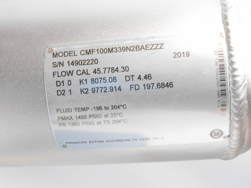 MICRO MOTION CMF100M339N2BAEZZZ 17.3V 1450PSI NSNP