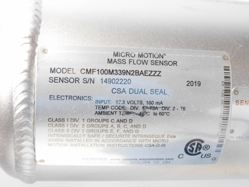 MICRO MOTION CMF100M339N2BAEZZZ 17.3V 1450PSI NSNP