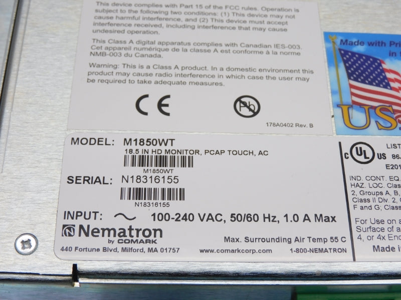 NEMATRON M1850WT 100-240VAC 1A 18.5" NSNP