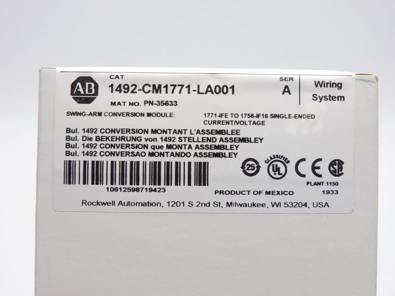ALLEN BRADLEY 1492-CM1771-LA001 SER. A (WH) NSFS