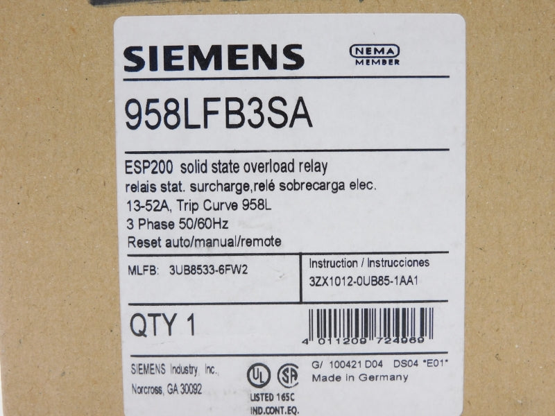 SIEMENS 958LFB3SA 600V 13-52A NSMP