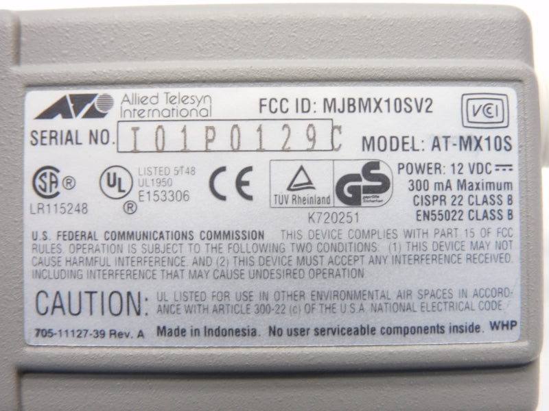ALLIED TELESYN INTERNATIONAL AT-MX10S 12VDC NSNP