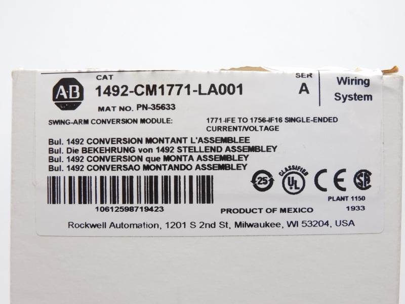 ALLEN BRADLEY 1492-CM1771-LA001 SER. A 30VDC 12A (WH) NSMP