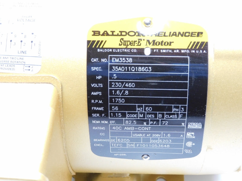 BALDOR EM3538 230/460V 1.6/.8A NSMP