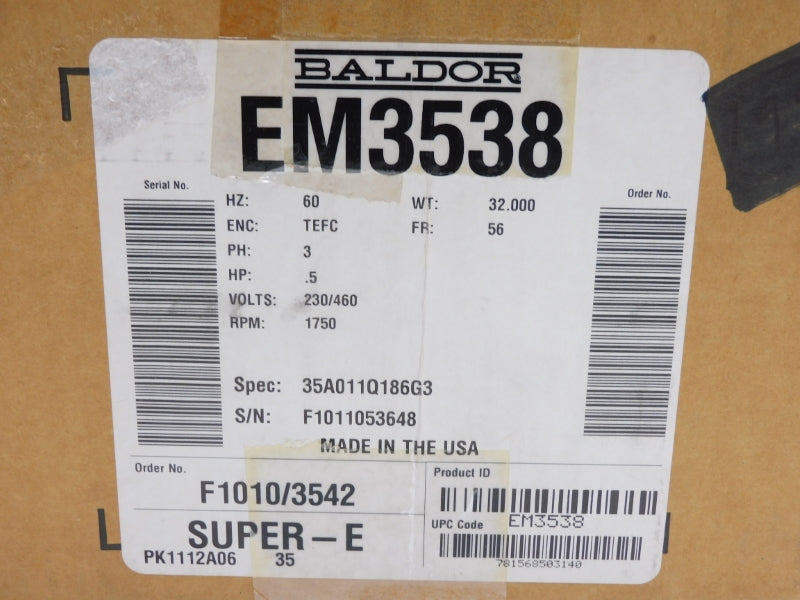 BALDOR EM3538 230/460V 1.6/.8A NSMP
