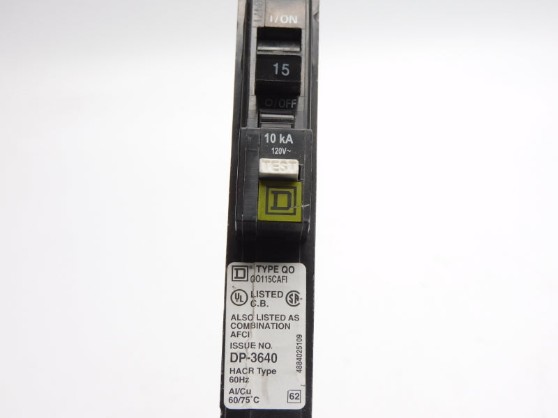 SQUARE D QO115CAFI 120V 15A (AS PICTURED) UNMP