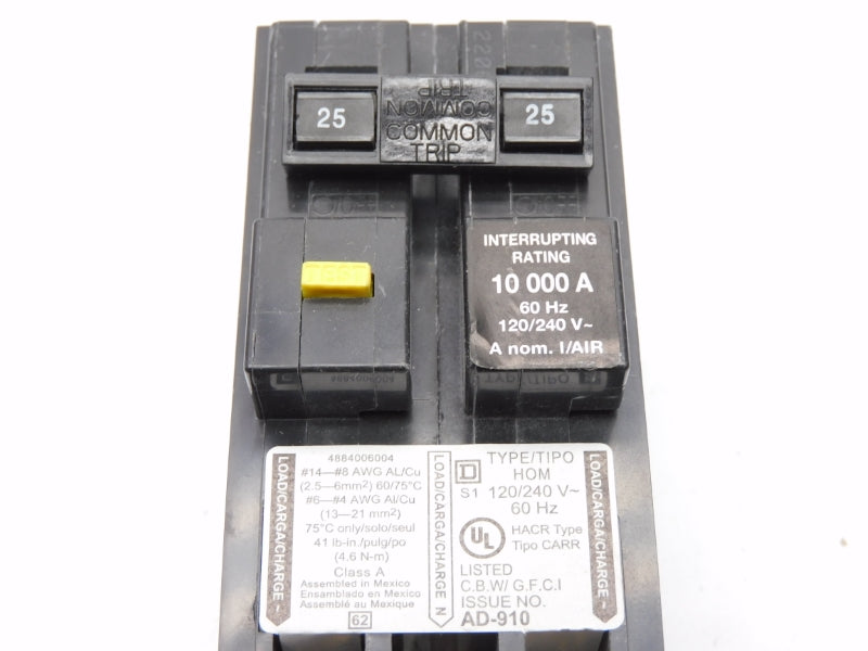 SQUARE D HOM225GFI 120/240V 25A UNMP